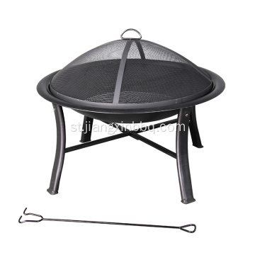 Deco 30-in W Black Steel Wood-Turing Fire Pit